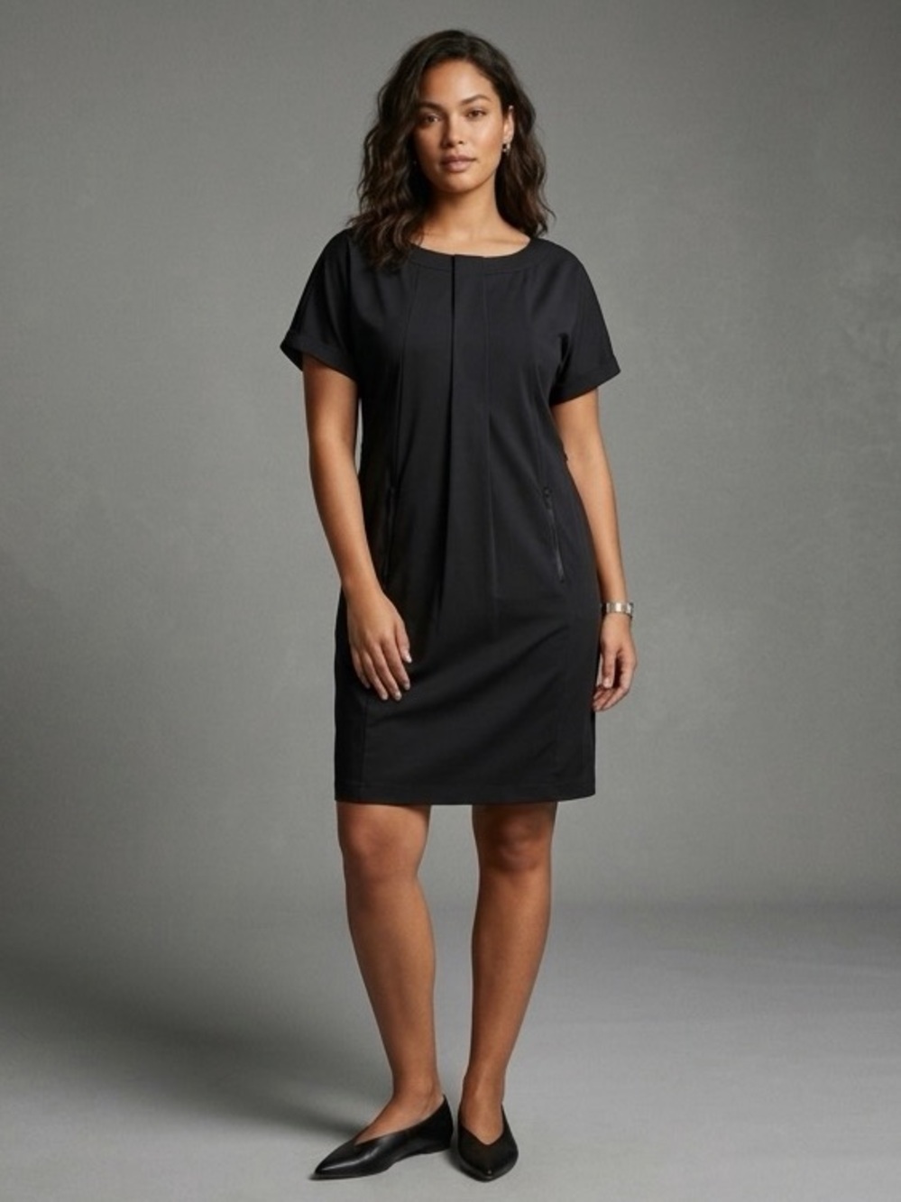 Lafayette 148 Black Shift Dress Size 12 Quiet Luxury Old Money Career Pockets